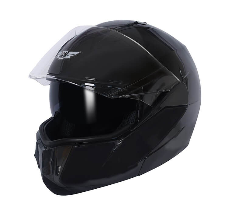 Vista lateral de CASCO ABATIBLE JCH MOTOS / DOBLE VISOR / NEGRO MATE